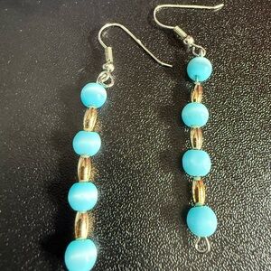 2 for $4 Elegant Turquoise and Gold Beaded Earrings
